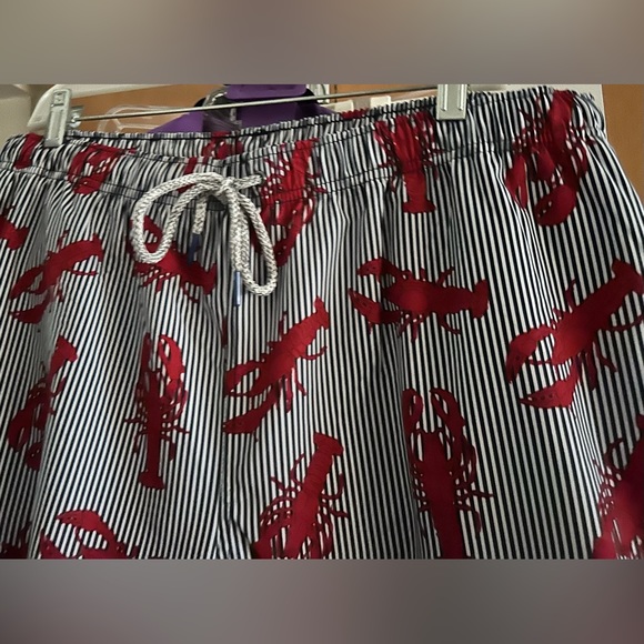 New Rainforest Men Swim Trunks Red Lobsters on Blue White Stripes size XL Summer - Picture 3 of 12